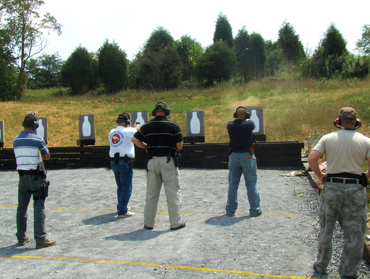 FLEXI_Outdoor_w_shooters_training Shooters training for basic qualification at ATS Targets FLEXI BQ-90 outdoor shooting range with turning target system